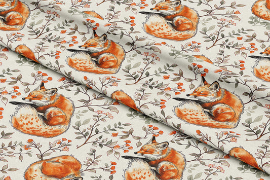 Vintage Sleeping Foxes - Digital Seamless Pattern