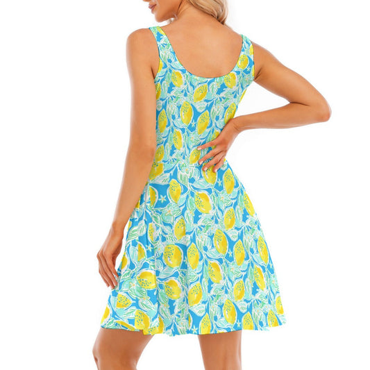 Lemon Drop Daydream - Women's Sleeveless Pocket Skater Dress