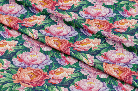 Vintage Colorful Peonies - Digital Seamless Pattern