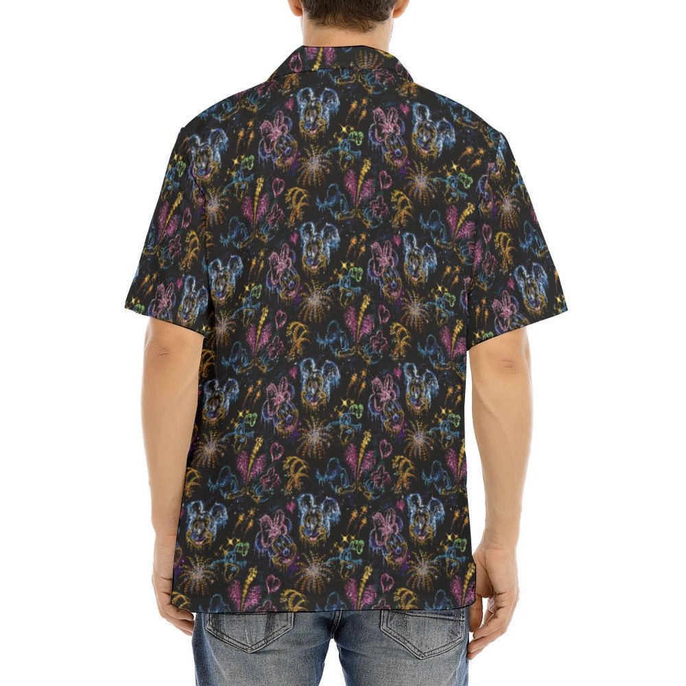 Mouse Friends’ Love in the Sky - Men's Hawaiian Button Up Shirt