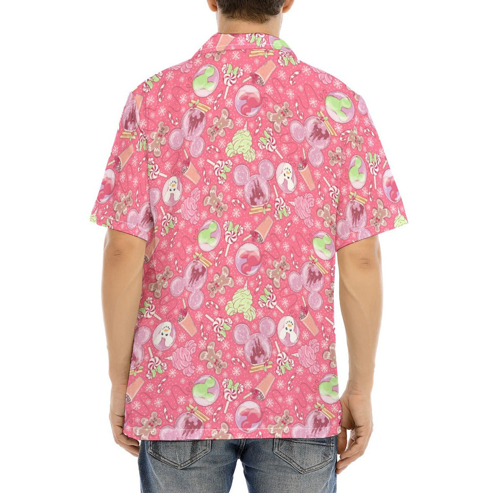 Winter Mouse Snacks & Balloons - Men's Hawaiian Button Up Shirt