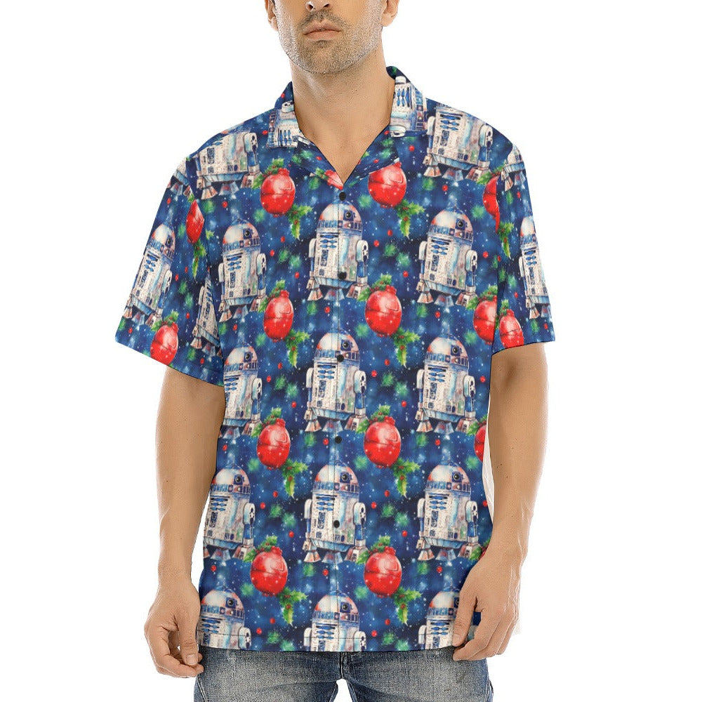 Little Blue Christmas Droid - Men's Hawaiian Button Up Shirt