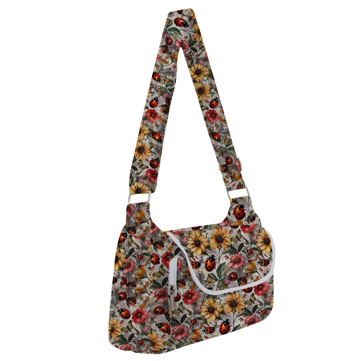 Vintage Ladybird Florals on Grey - Digital Seamless Pattern