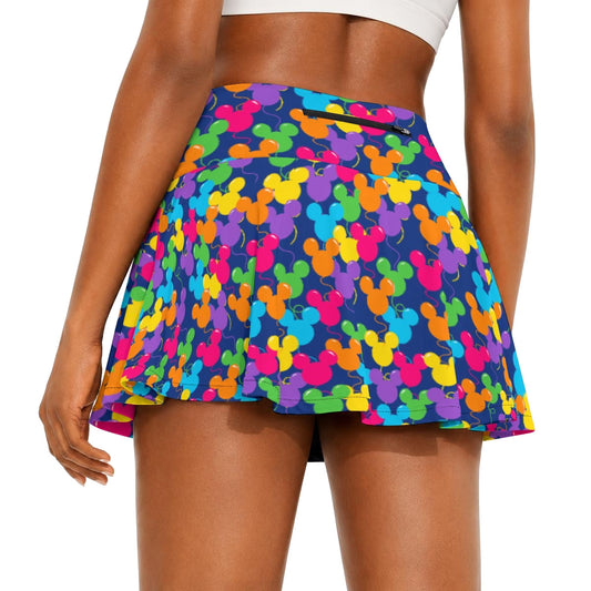 Bright Mouse Ear Balloons - Women’s Athletic Skater Skort with Pockets