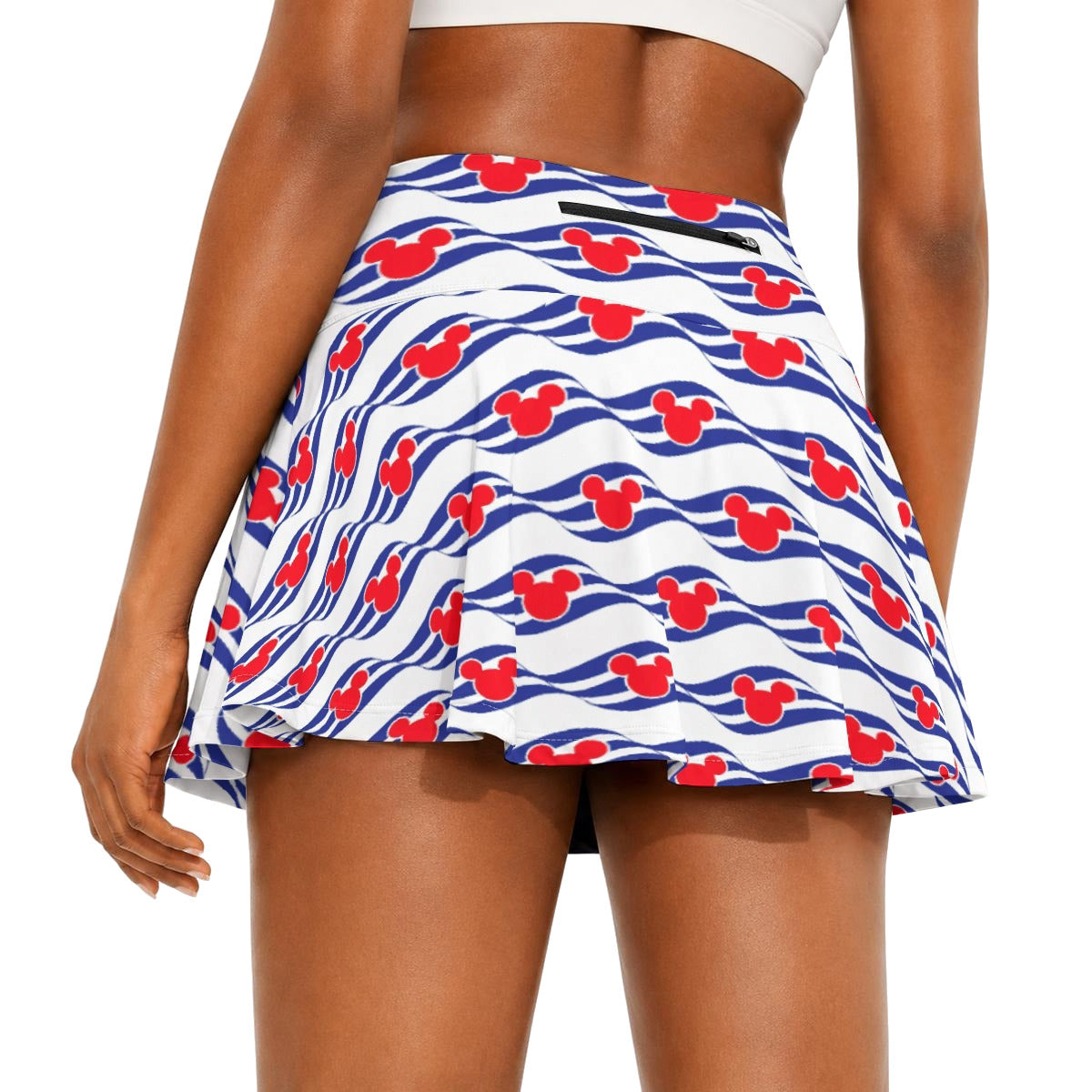 Nautical Cruise Logo Print - Women’s Athletic Skater Skort with Pockets