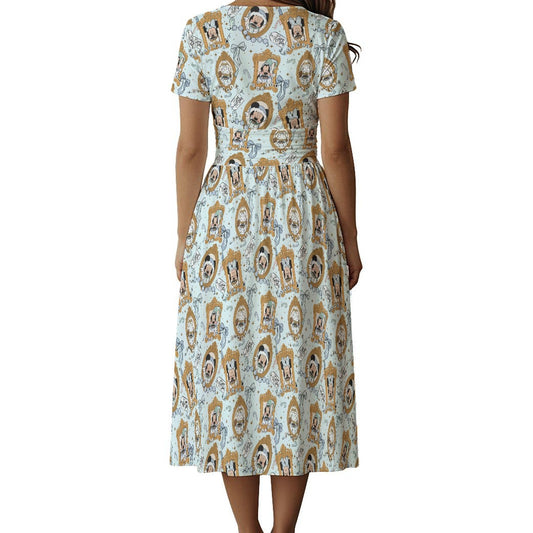 Classic Cartoon Merry Hot Coco - Women's V-Neck Ruched Midi Dress
