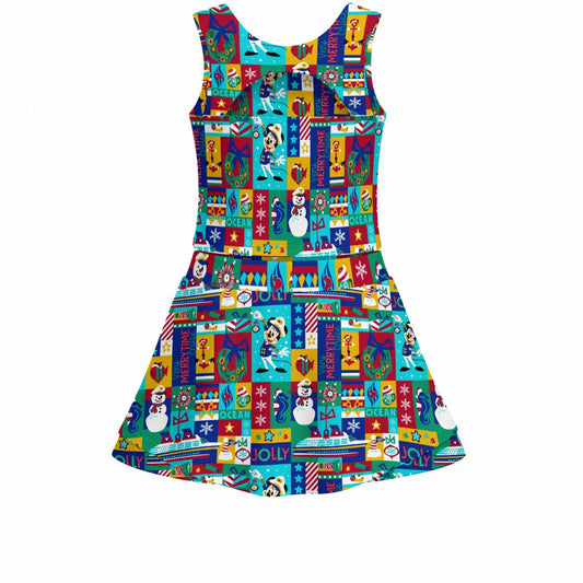 Sailor's Merry-at-Sea Patchwork - Women’s Athletic Skort Set with Open-Back Crop Top