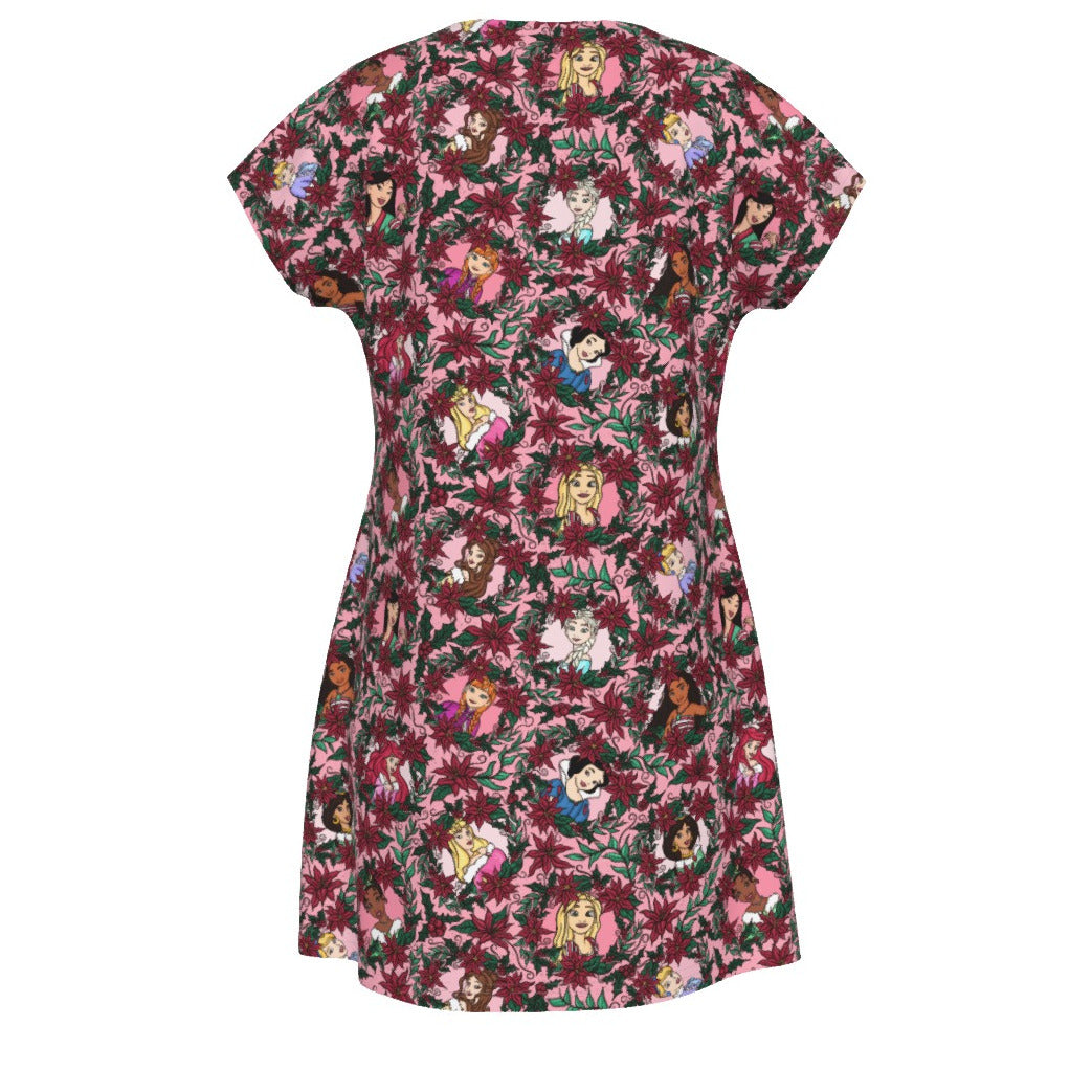 Poinsettia Princess Posse - Women's T-Shirt Dress