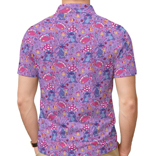 Blue Alien Mushroom Mischief - Men's Polo Shirt