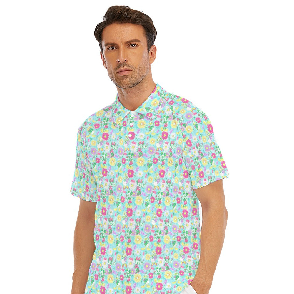 Neon Spring Floral Friends - Men's Polo Shirt