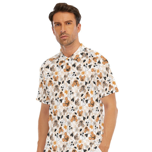 Checkered Halloween Ghosts & Pumpkins - Men's Polo Shirt