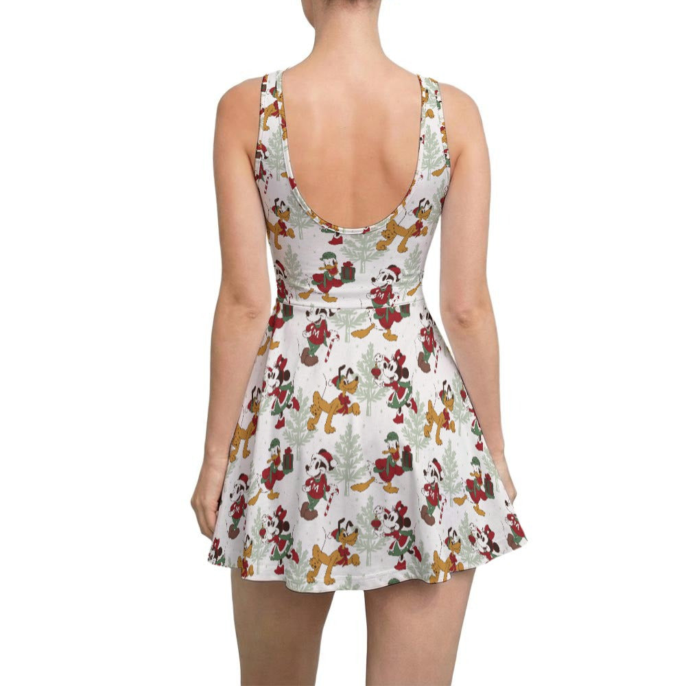 Classic Cartoon Crew Tinsel Trade - Women’s Sleeveless Athletic Skater Dress with Built-In Shorts