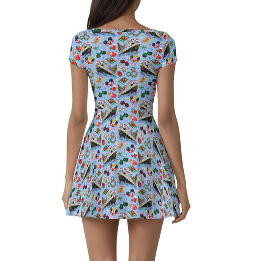 Very Merrytime Christmas Cruise - Women’s Short Sleeve Athletic Skater Dress with Built-In Shorts