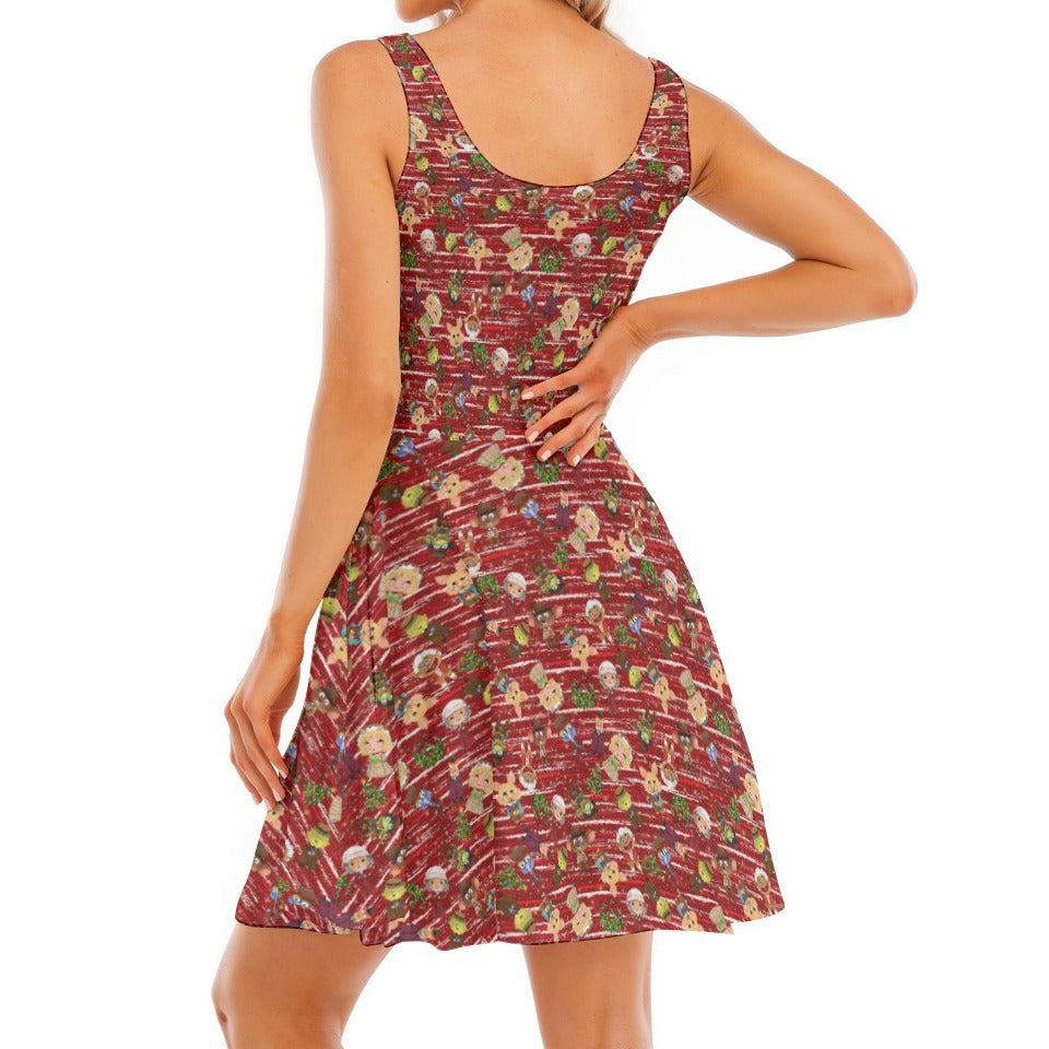 A Very Festive Puppet Christmas - Women's Sleeveless Pocket Skater Dress