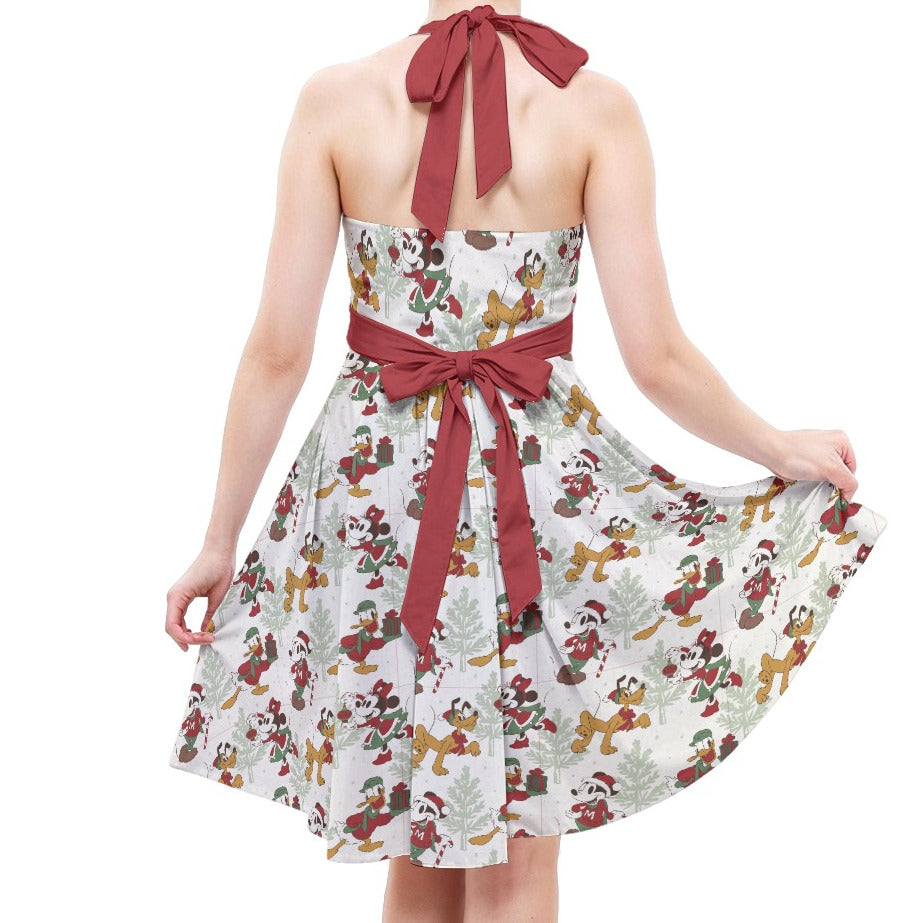 Classic Cartoon Crew Tinsel Trade - Women's Halter Vintage Pocket Dress