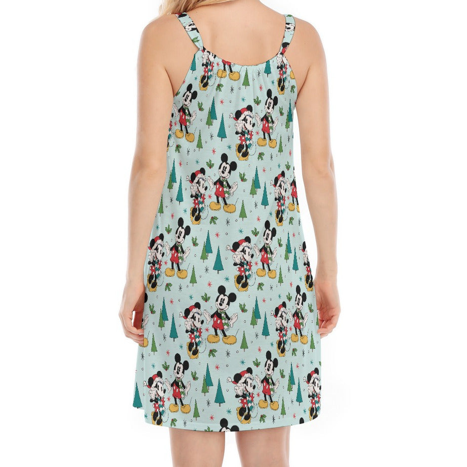 Mouse Friends Evergreen Stroll - Women’s Adjustable Sundress