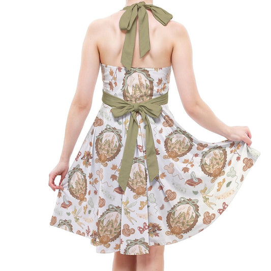 Fairy Fall Cameos - Women's Halter Vintage Pocket Dress