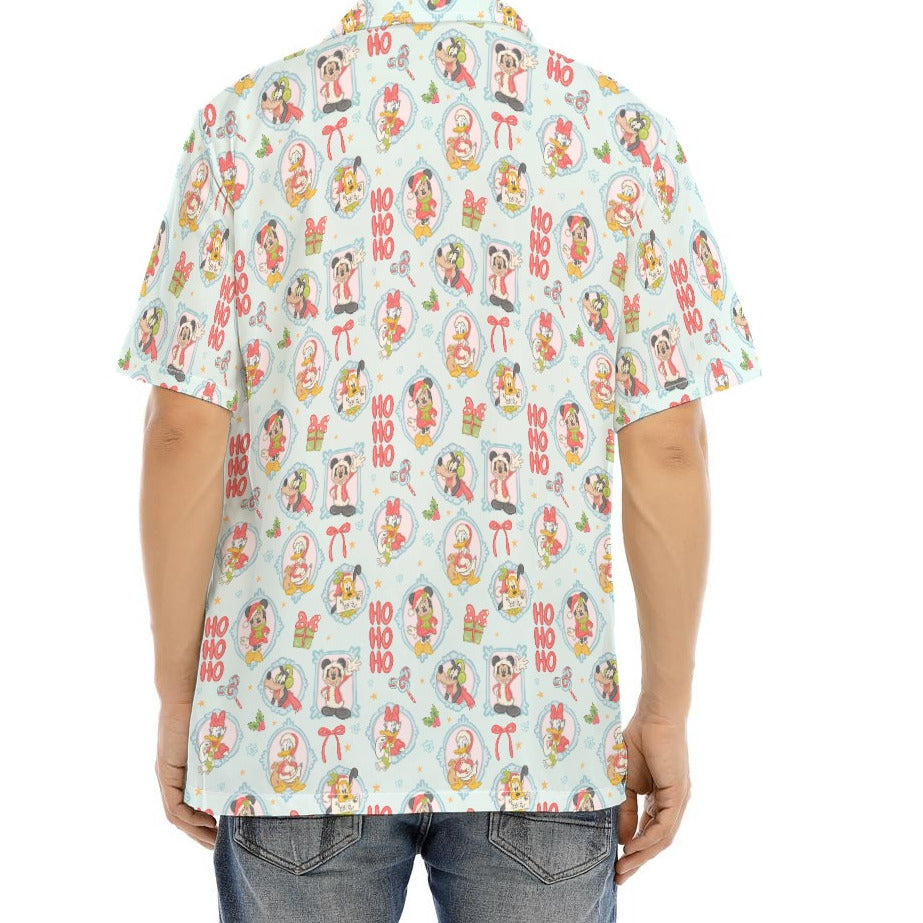 Holiday Character Ho Ho Cameos - Men's Hawaiian Button Up Shirt