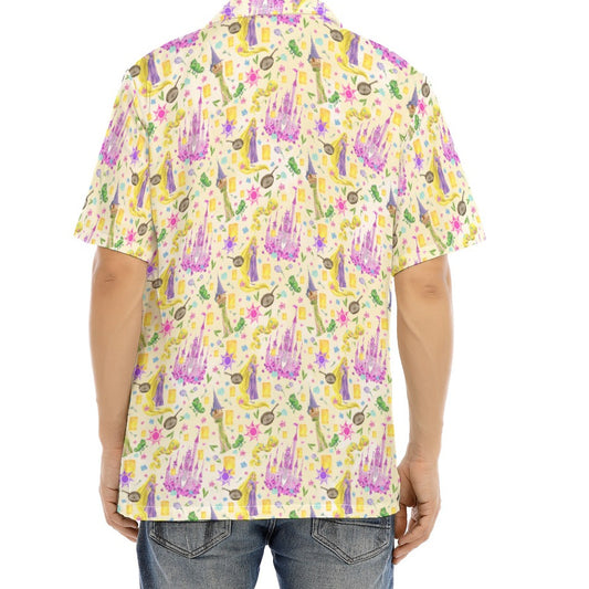 Watercolor Golden Hair Kingdom - Men's Hawaiian Button Up Shirt