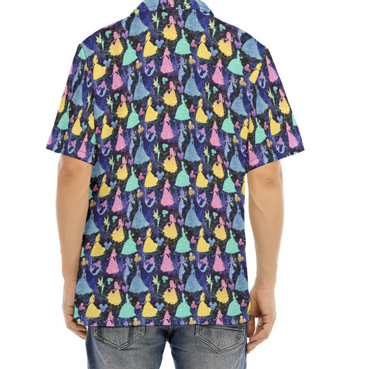 Princess Glitter Silhouettes - Men's Hawaiian Button Up Shirt