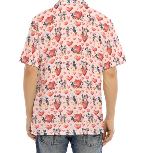 Valentine Mouse Couple - Men's Hawaiian Button Up Shirt