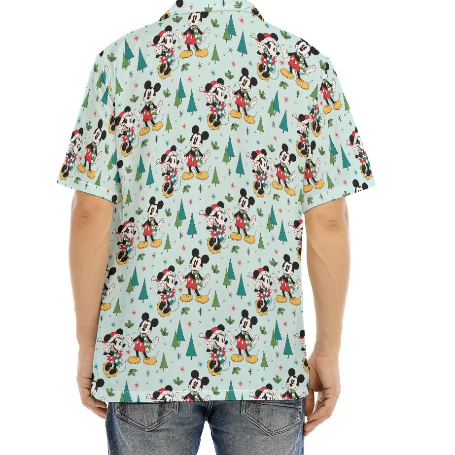 Mouse Friends Evergreen Stroll - Men's Hawaiian Button Up Shirt