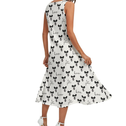 Spooky Mouse Greetings - Women’s Diagonal Pocket Midi Dress