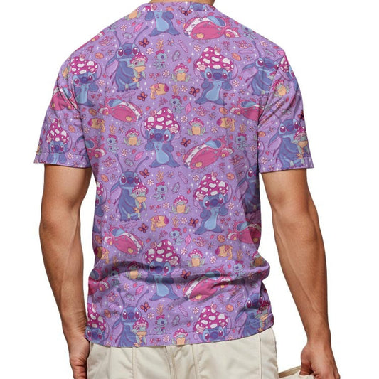 Blue Alien Mushroom Mischief - Men's Short Sleeve T-Shirt