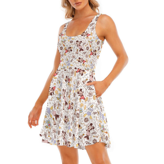 New Year Celebration Crew - Women's Sleeveless Pocket Skater Dress