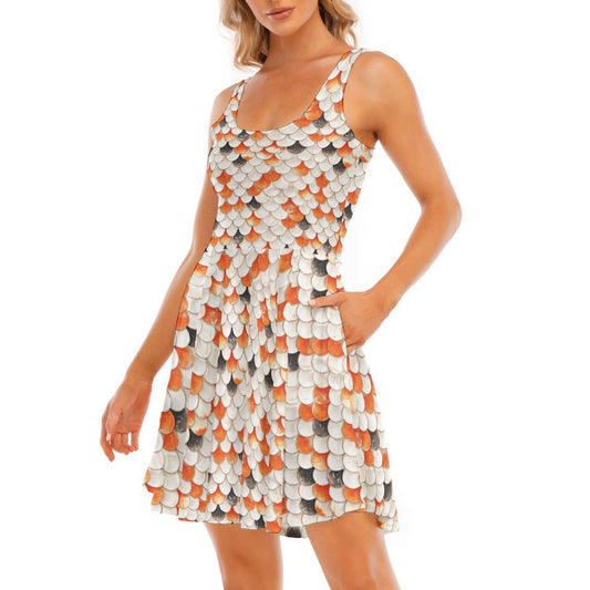 Animal Print - Koi Fish - Women's Sleeveless Pocket Skater Dress