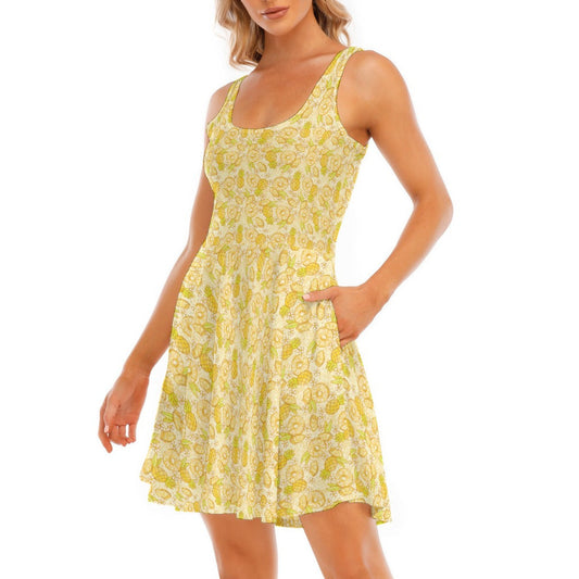 Summer Fruits - Pineapple - Women's Sleeveless Pocket Skater Dress