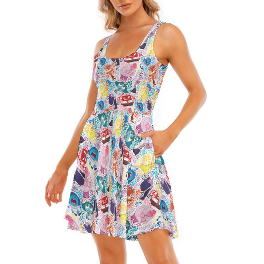 Floral Emotions - Women's Sleeveless Pocket Skater Dress