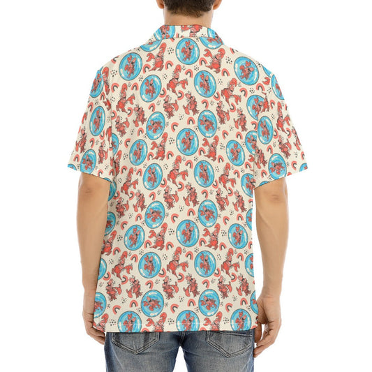 Joyful Crab by the Sea - Men's Hawaiian Button Up Shirt