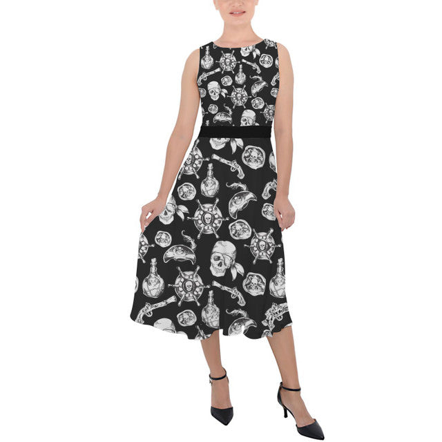 Belted Chiffon Midi Dress - XL - A Pirate Life - READY TO SHIP