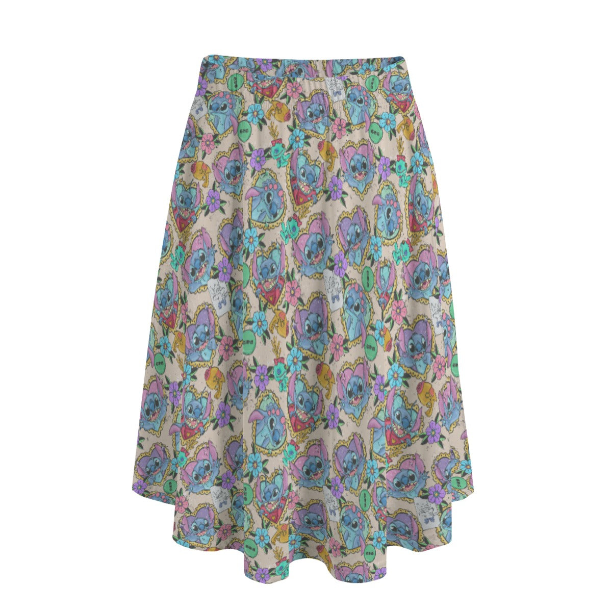 Tattoo Hearts Island Mischief - Women's Pocket Midi Skirt
