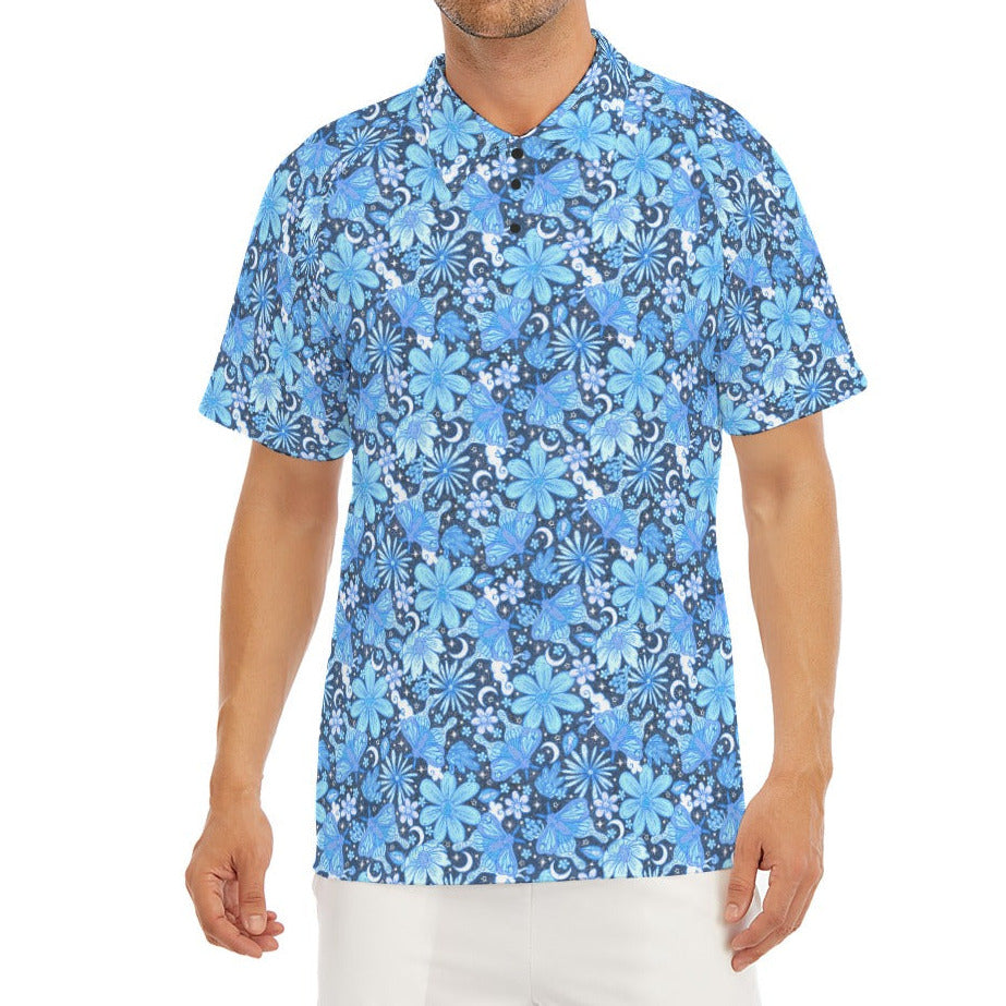 Blue Crystal Moths - Men's Polo Shirt