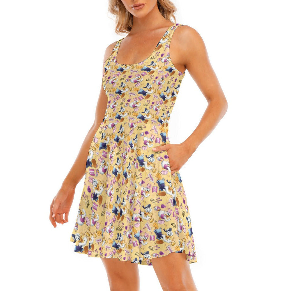 Feisty Marathon Match-Up - Women's Sleeveless Pocket Skater Dress