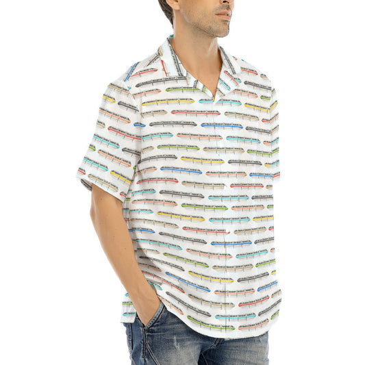 Monorail Rainbow Express - Men's Hawaiian Button Up Shirt