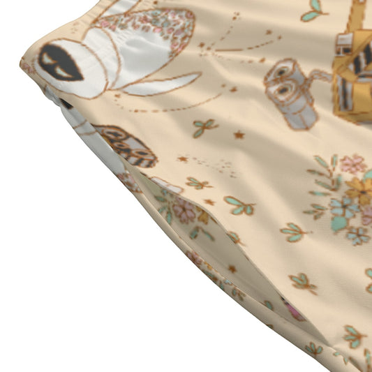 Botanical Robot Love Story - Women's Pocket Midi Skirt