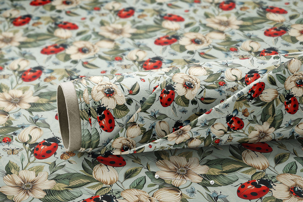 Vintage Ladybirds on Blue - Digital Seamless Pattern