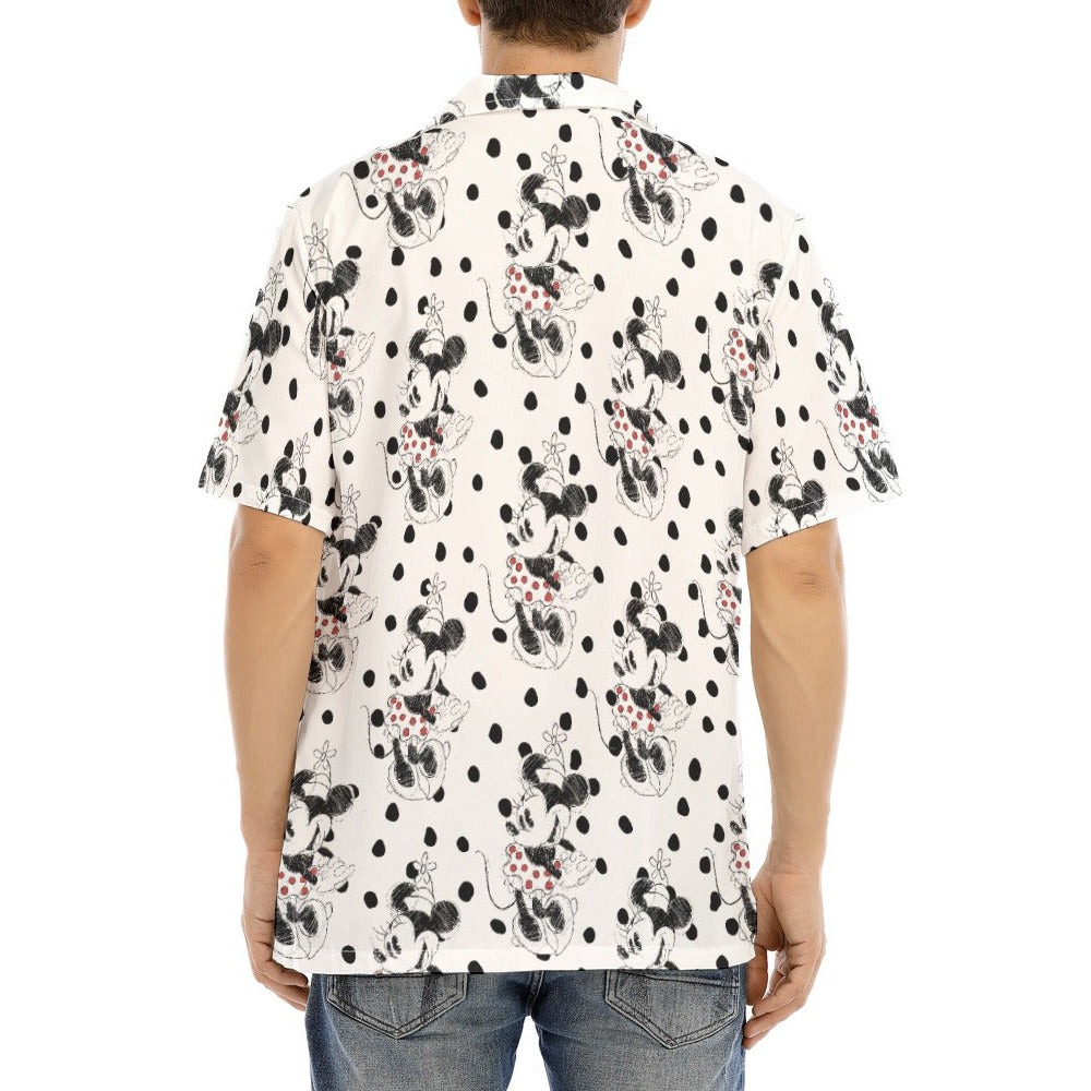 Sketch of Polka Dot Mouse - Men's Hawaiian Button Up Shirt