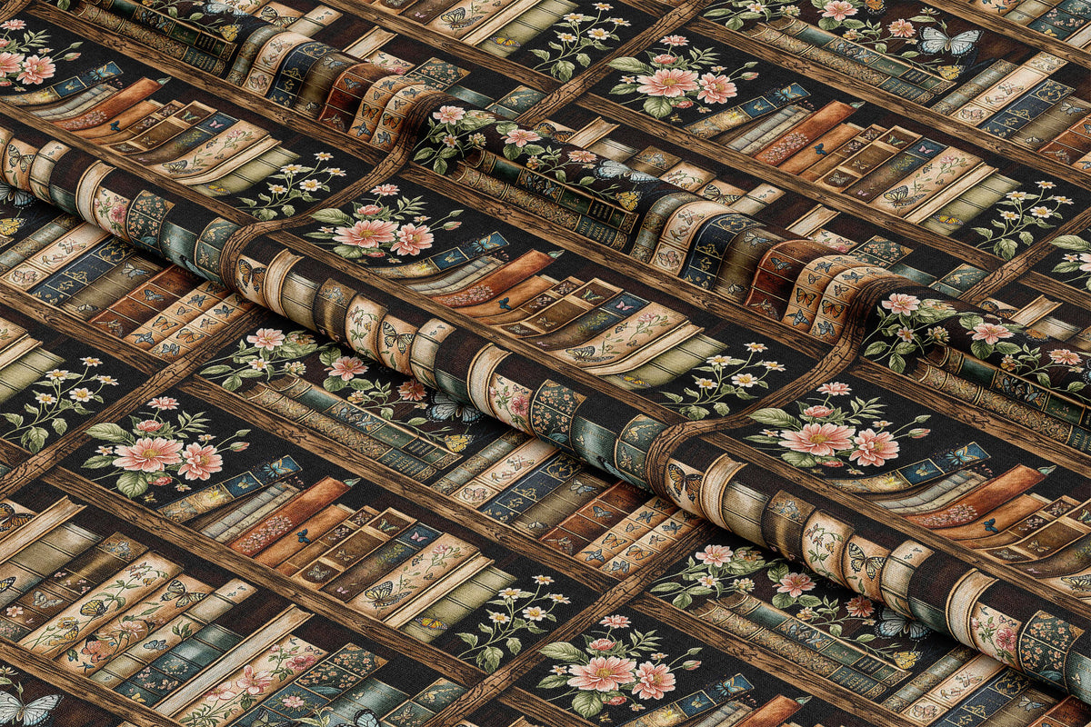 Vintage Books & Butterflies - Digital Seamless Pattern