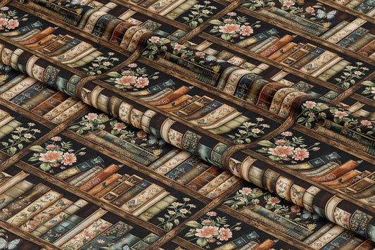 Vintage Books & Butterflies - Digital Seamless Pattern