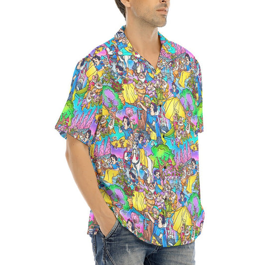 Fairest Princess Storybook Scenes - Men's Hawaiian Button Up Shirt
