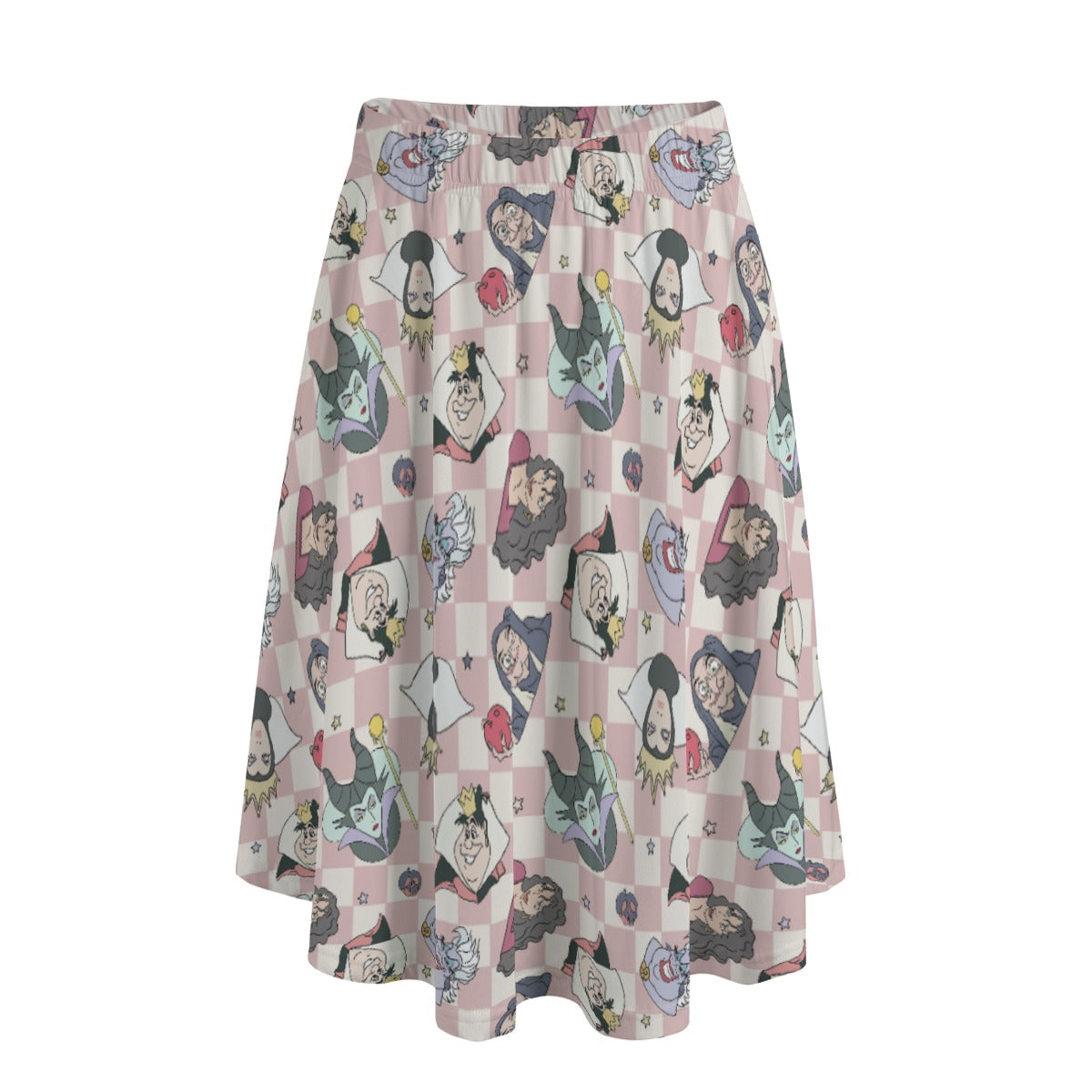 Pink Checkerboard Villains - Women's Pocket Midi Skirt