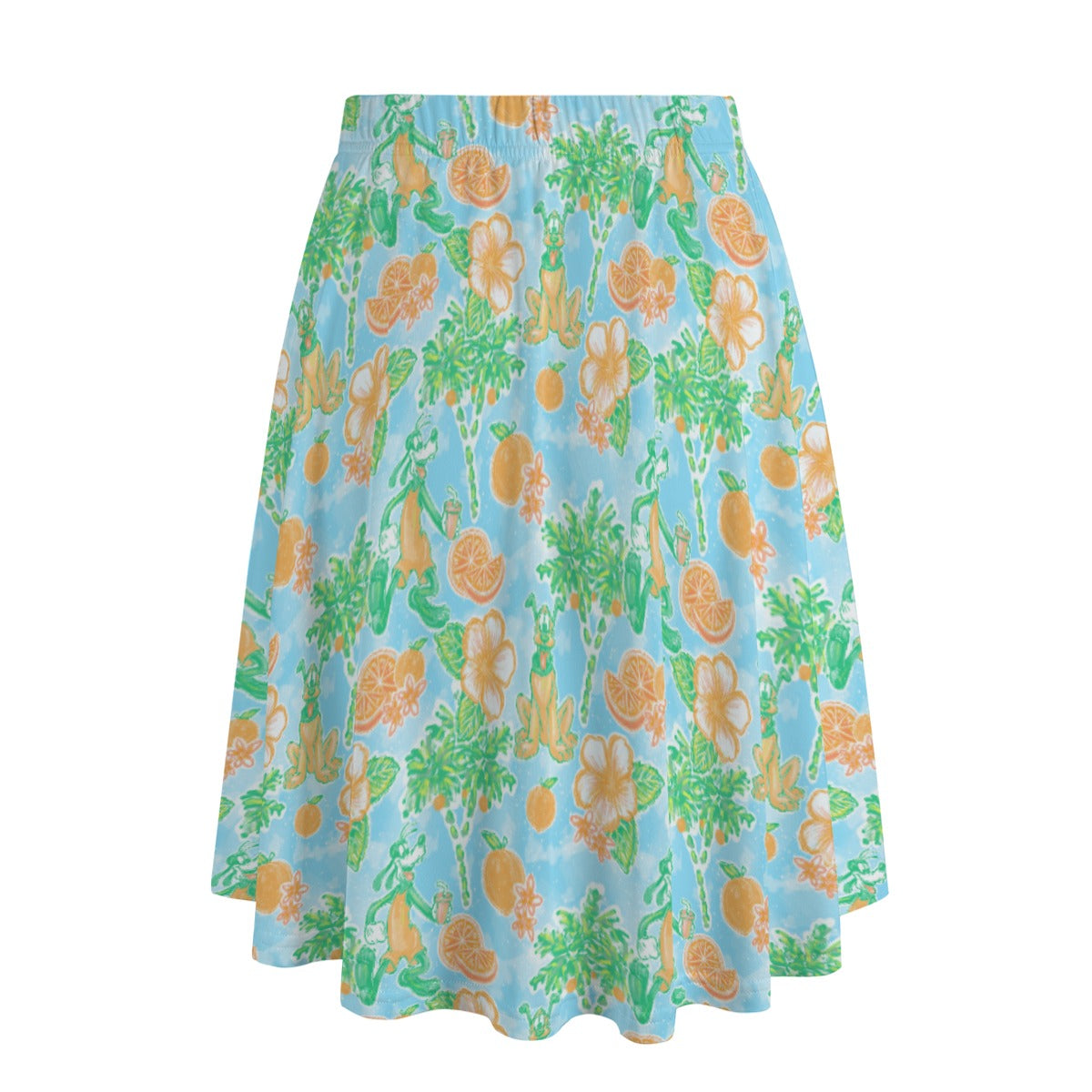 Neon Tangerine Island Pals - Women's Pocket Midi Skirt