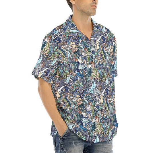 Magical Skybound Adventure - Men's Hawaiian Button Up Shirt