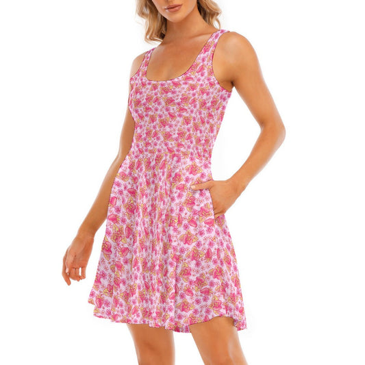 Summer Fruits - Strawberry - Women's Sleeveless Pocket Skater Dress