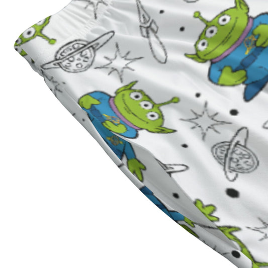 Playful Green Aliens on White - Women's Pocket Midi Skirt