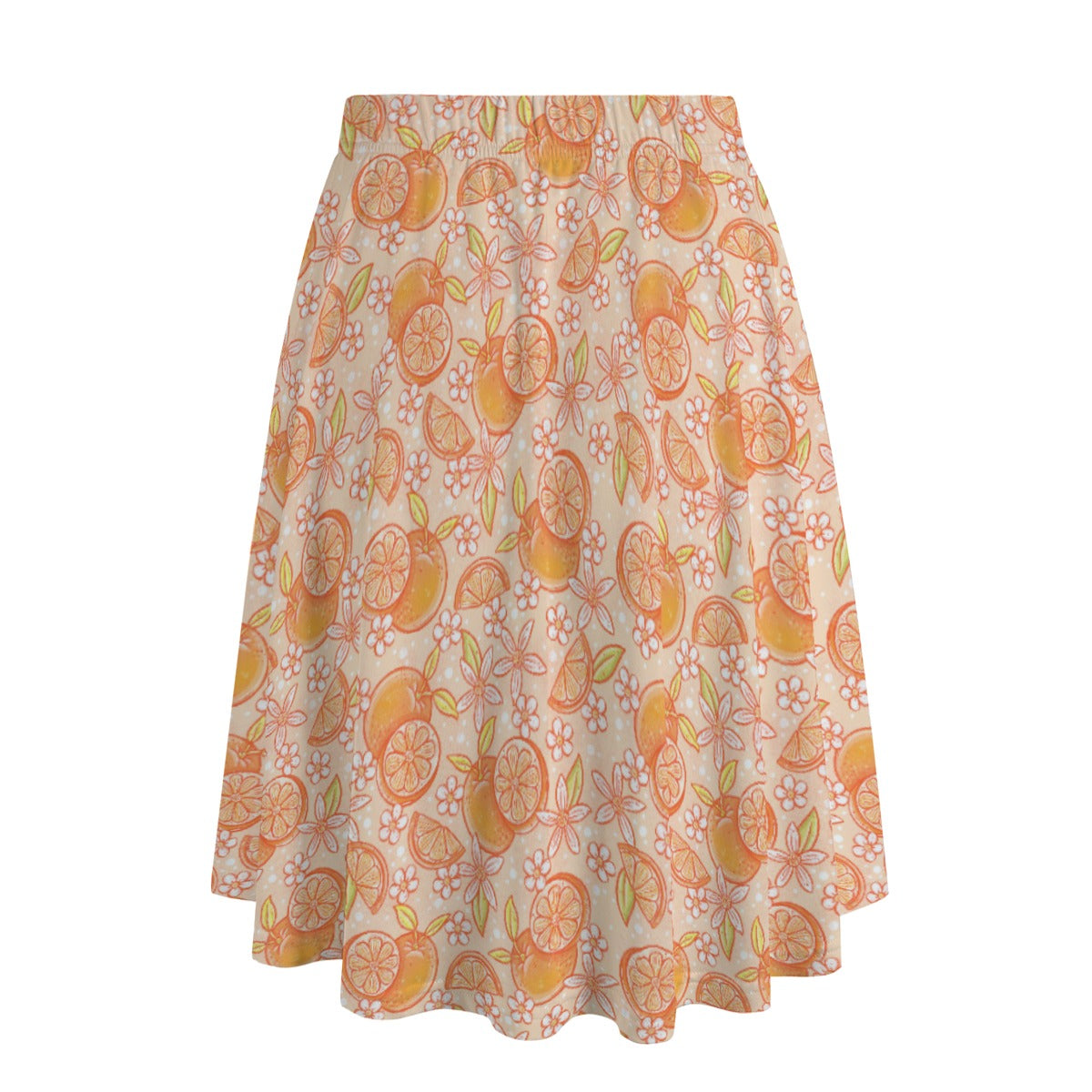 Summer Fruits - Oranges - Women's Pocket Midi Skirt